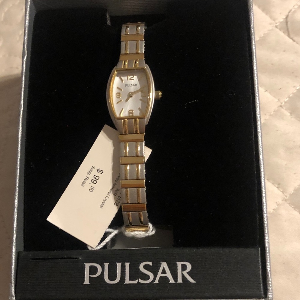 Pulsar Two-Tone Gold and Silver Ladies Bracelet Watch with White Dial